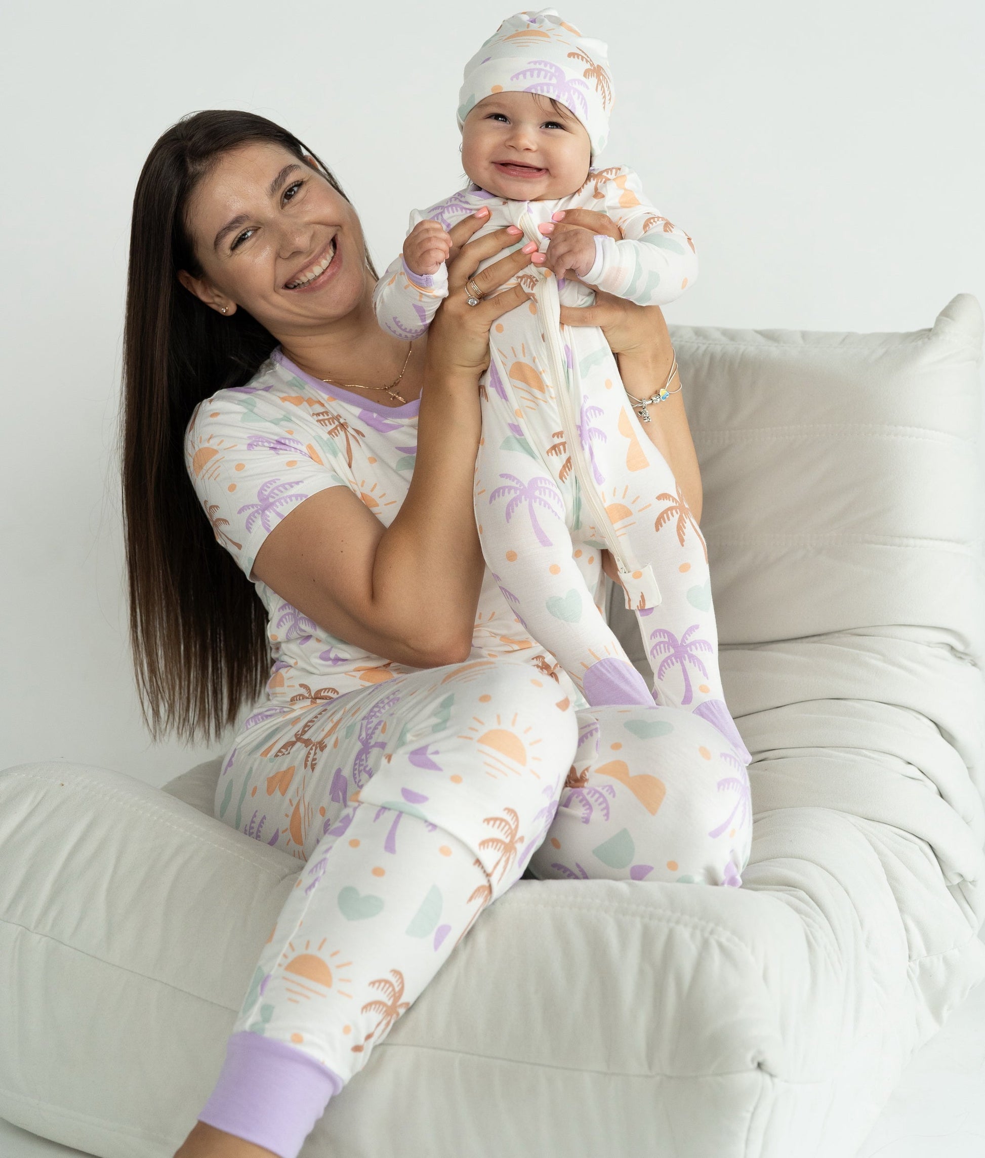 bamboo footies with two way zipper boho surf print
