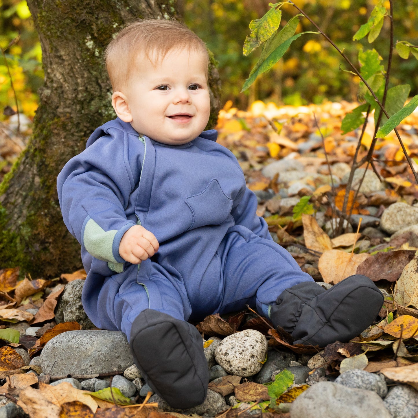 softshell outdoor coverall astro blue color
