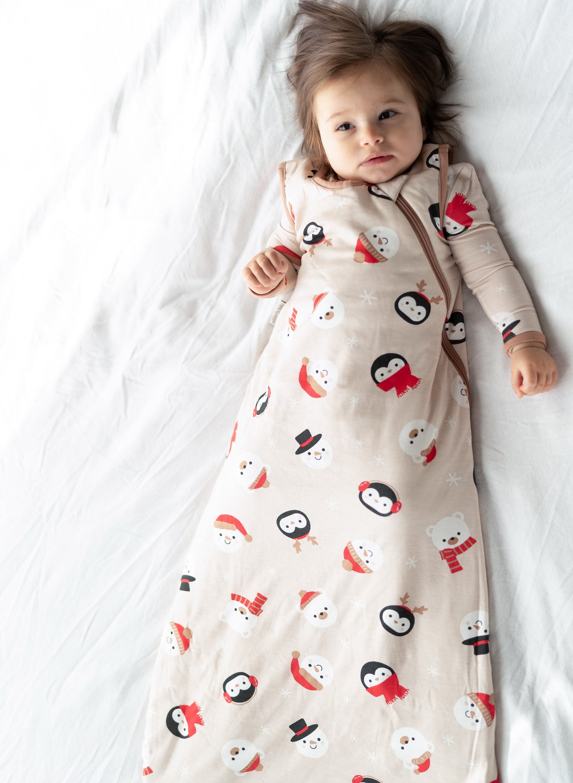 bamboo sleep sack 1 tog snowy faces print