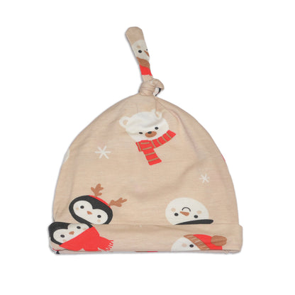 bamboo knot hat snowy faces print