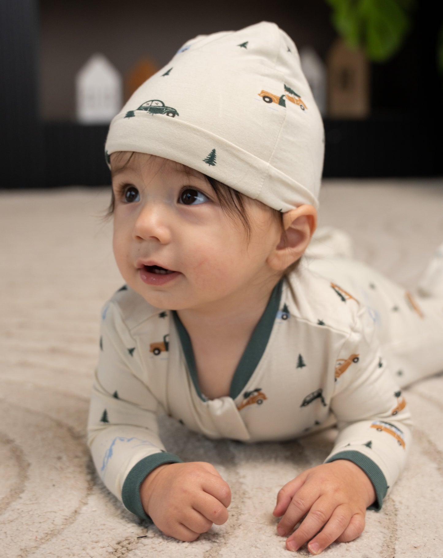 bamboo knot hat winter road trip print