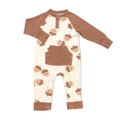 Bamboo Long Sleeve Romper w/Kangaroo Pocket (Acorn Pals Print)