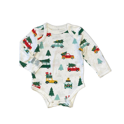 Bamboo Long Sleeve Onesie (Jolly Christmas Cars Print)