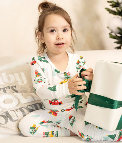 Bamoboo Long Sleeve Pajama Set (Jolly Christmas Cars Print)