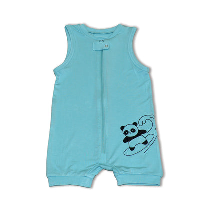 bamboo sleeveless romper aqua