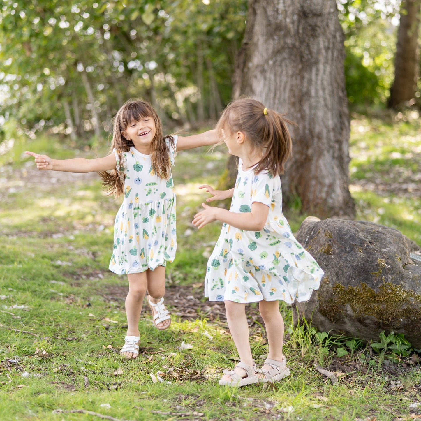 bamboo tiered jersey dress farmers market print