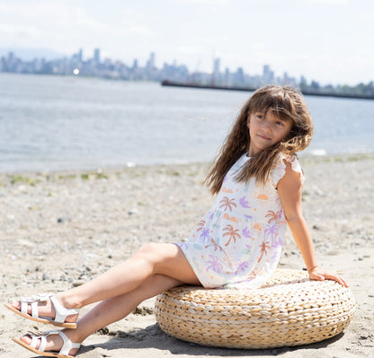 bamboo flutter sleeve dress boho surf print
