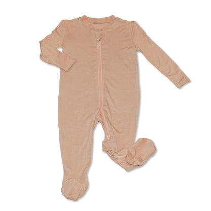 bamboo footies with two way zipper maple sugar