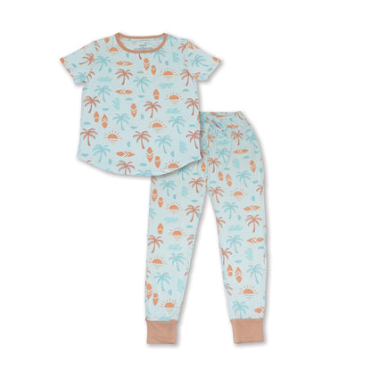 women bamboo pajama set sunny shores print