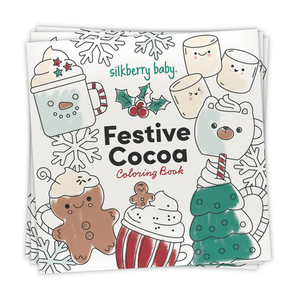 bamboo long sleeve pajama set festive cocoa print and coloring book