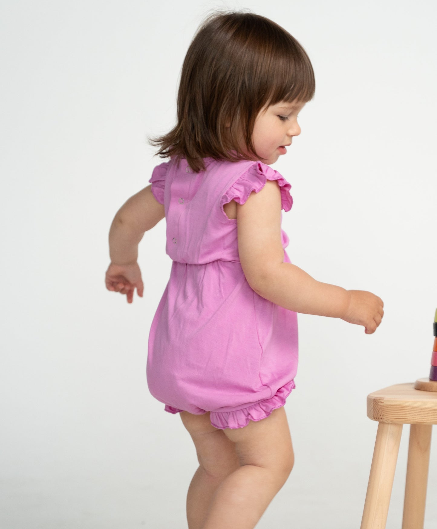 bamboo ruffle romper crocus