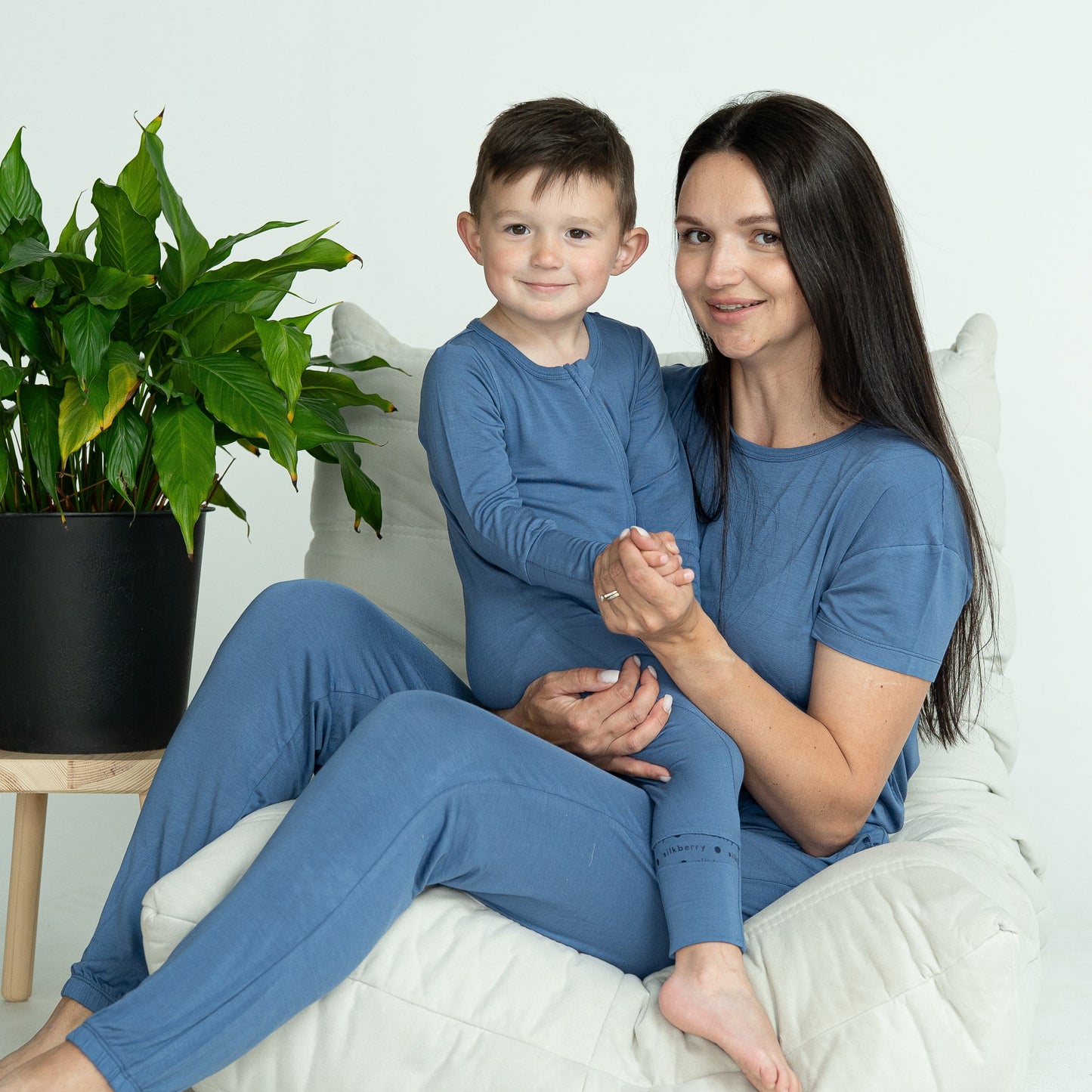 bamboo two way zipper romper galactic blue
