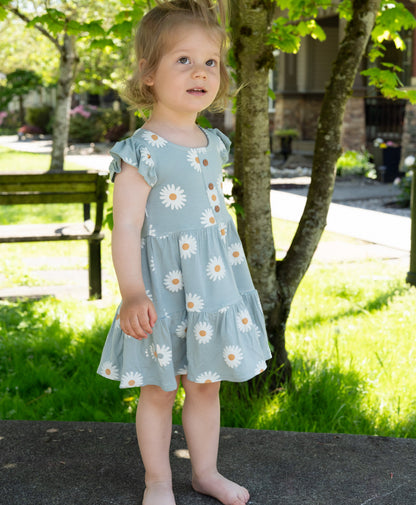 bamboo tiered dress daisy print