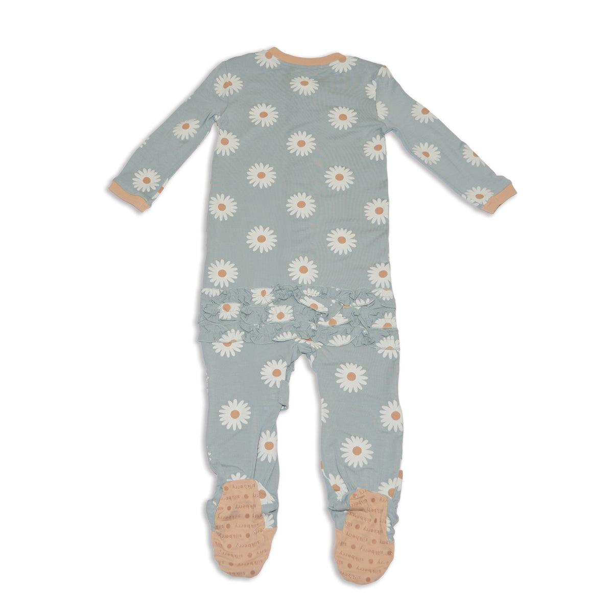 bamboo ruffle footies daisy print