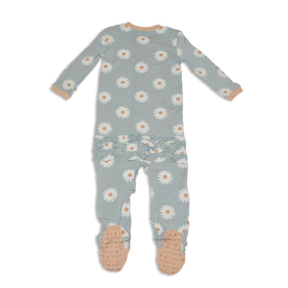bamboo ruffle footies daisy print