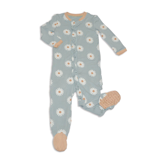 bamboo ruffle footies daisy print