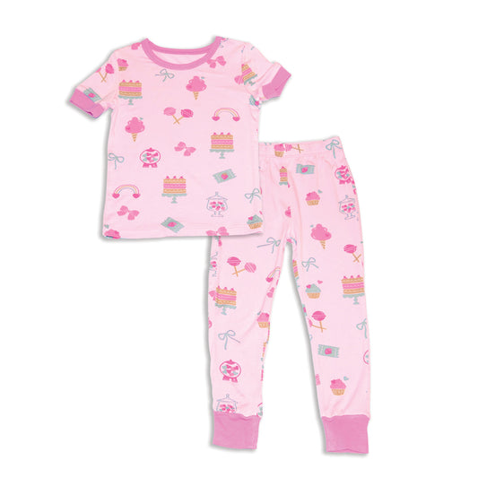 bamboo short sleeve pajama set sweet shop print