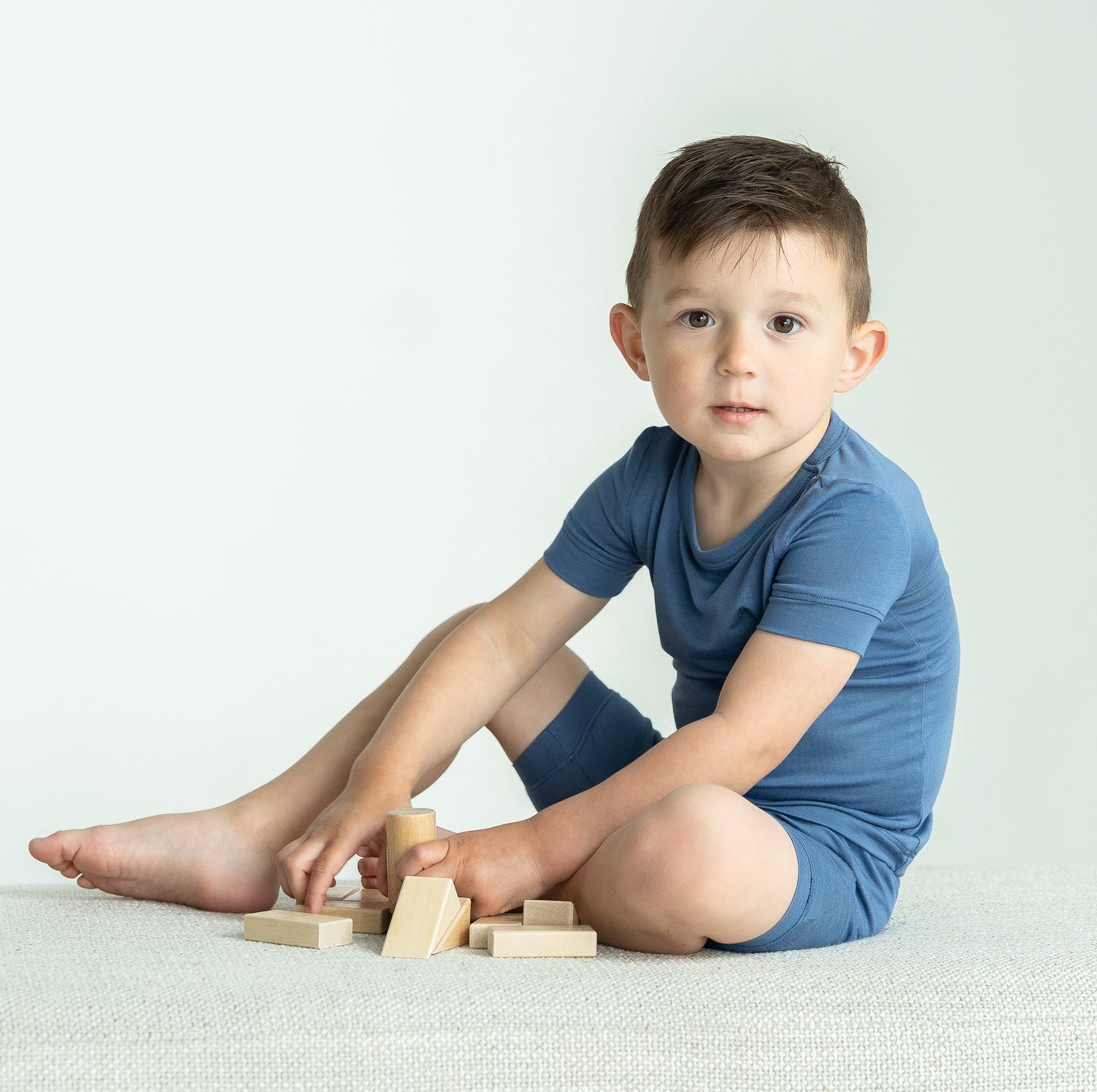 Bamboo Short Sleeve Top & Shorts Pajama Set (Galactic Blue)