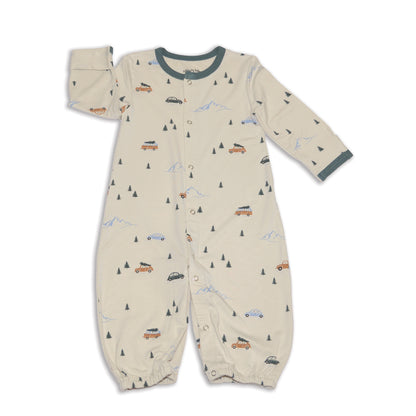 bamboo converter gown winter road trip print