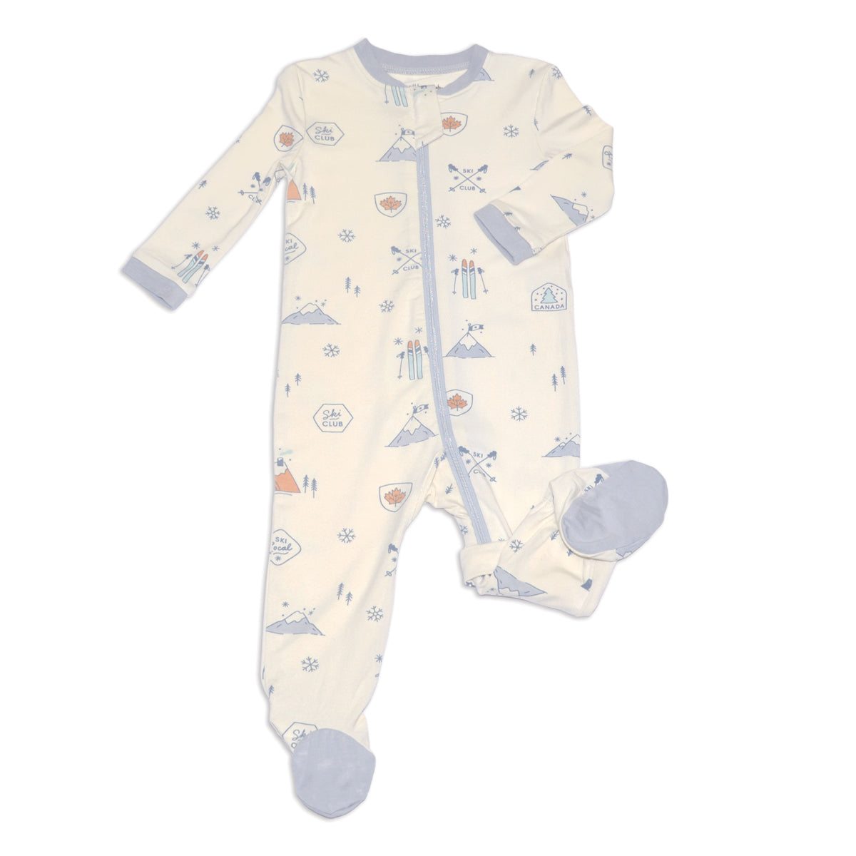 bamboo footed sleeper ski club print