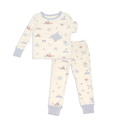 bamboo long sleeve pajama set ski club print