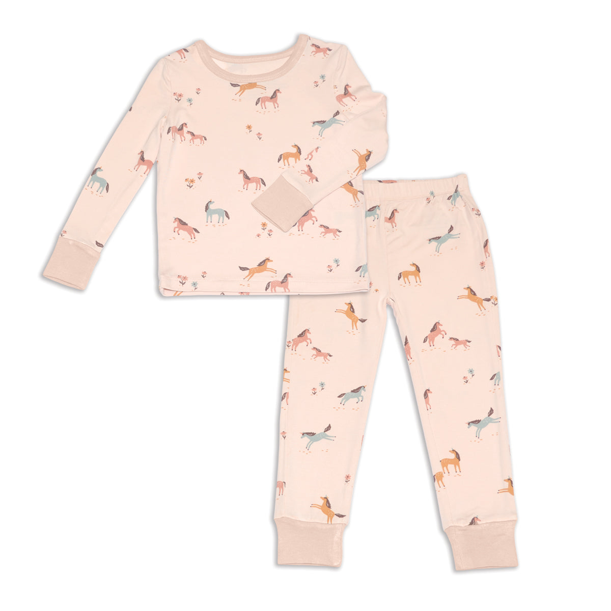 bamboo long sleeve pajama set unicorn meadow print