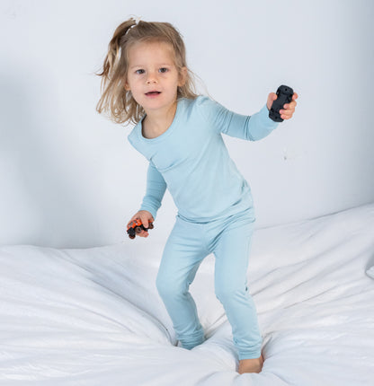bamboo long sleeve pajama set blue cloud color