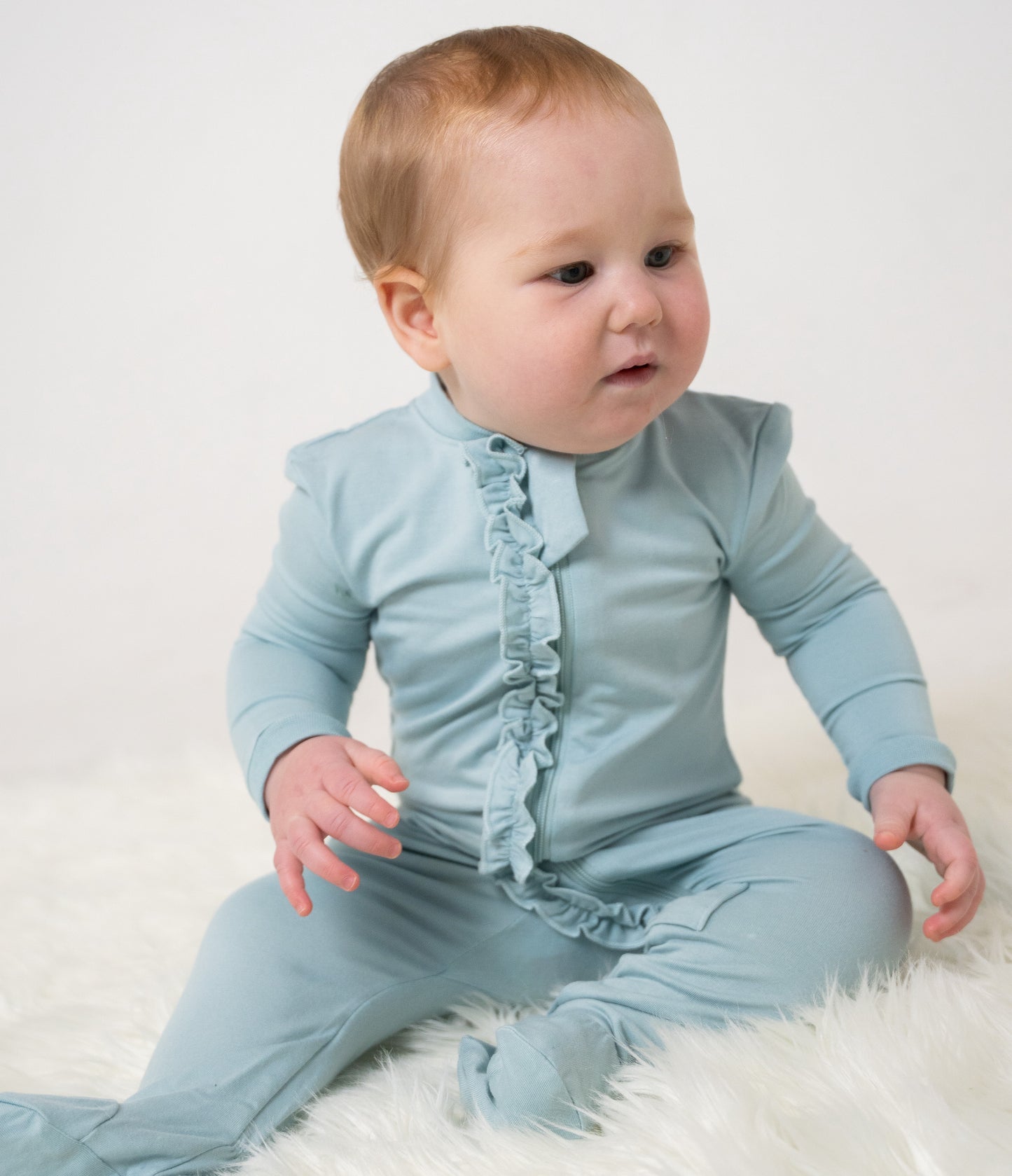 bamboo ruffle footies blue cloud color