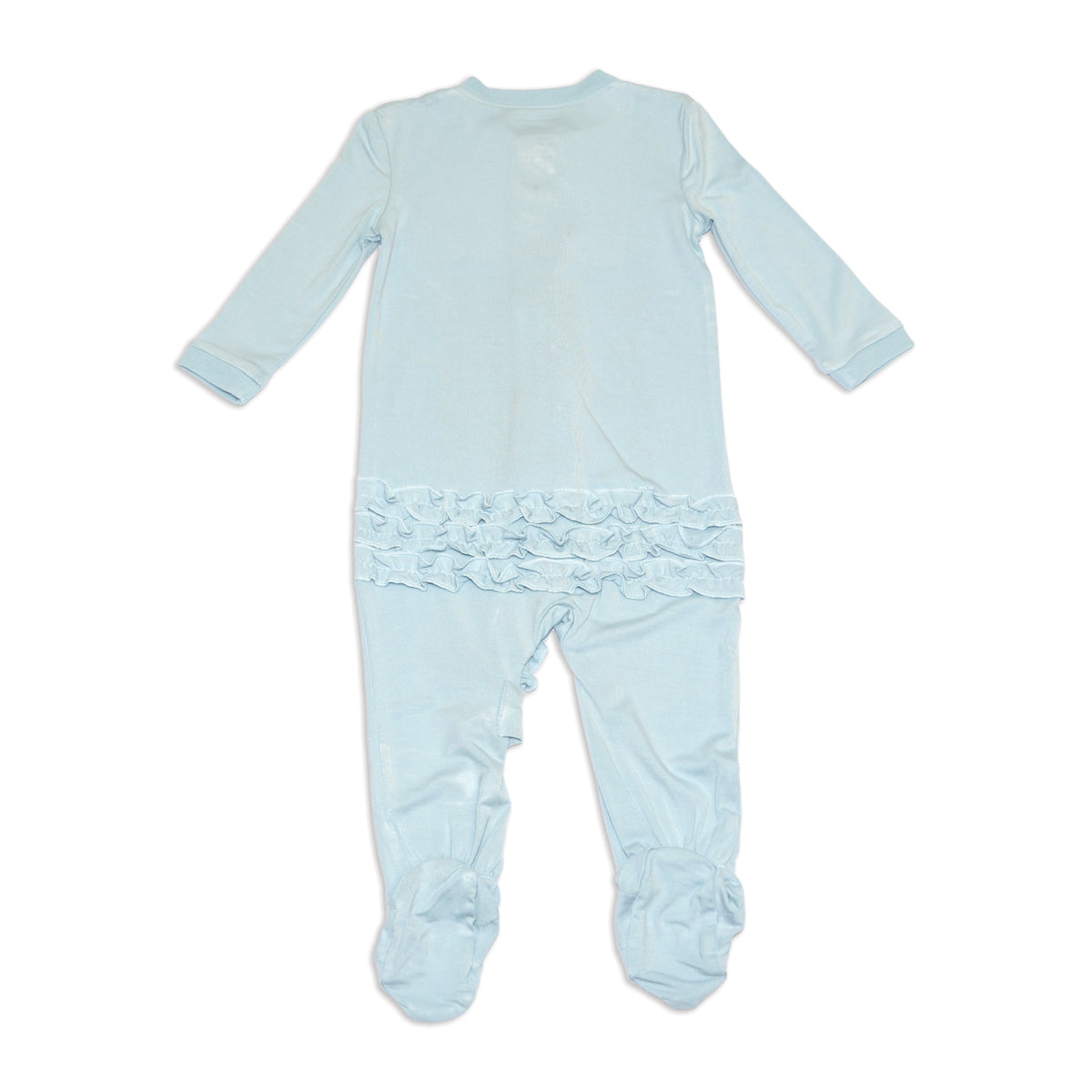 bamboo ruffle footies blue cloud color