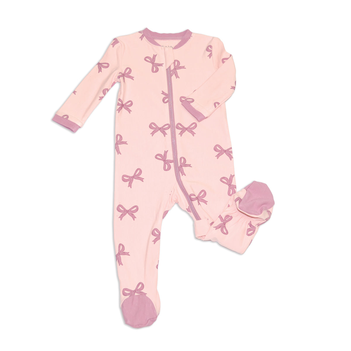 fleece footed sleeper whimsical bow print