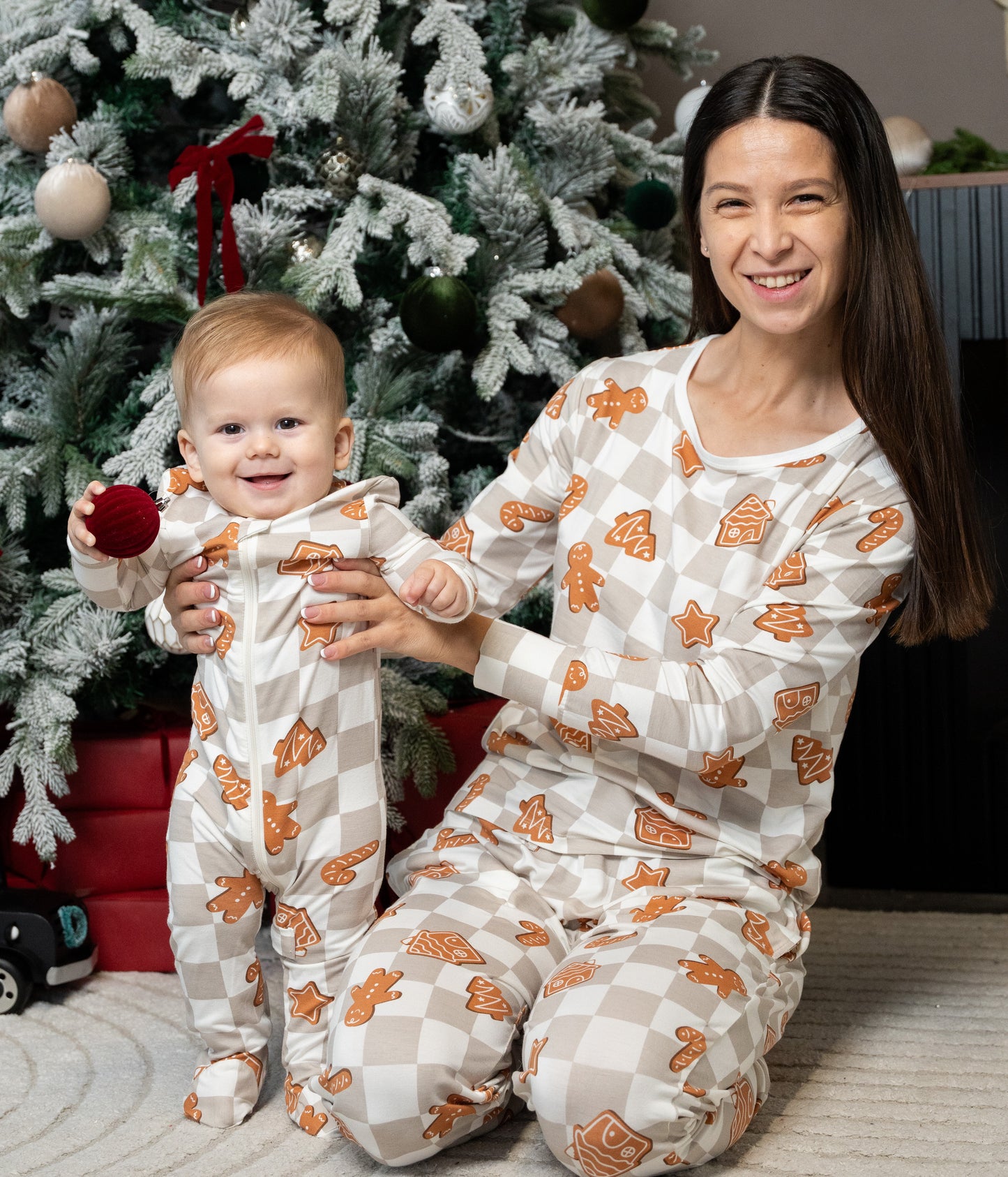 women's pajama set gingerbread party print