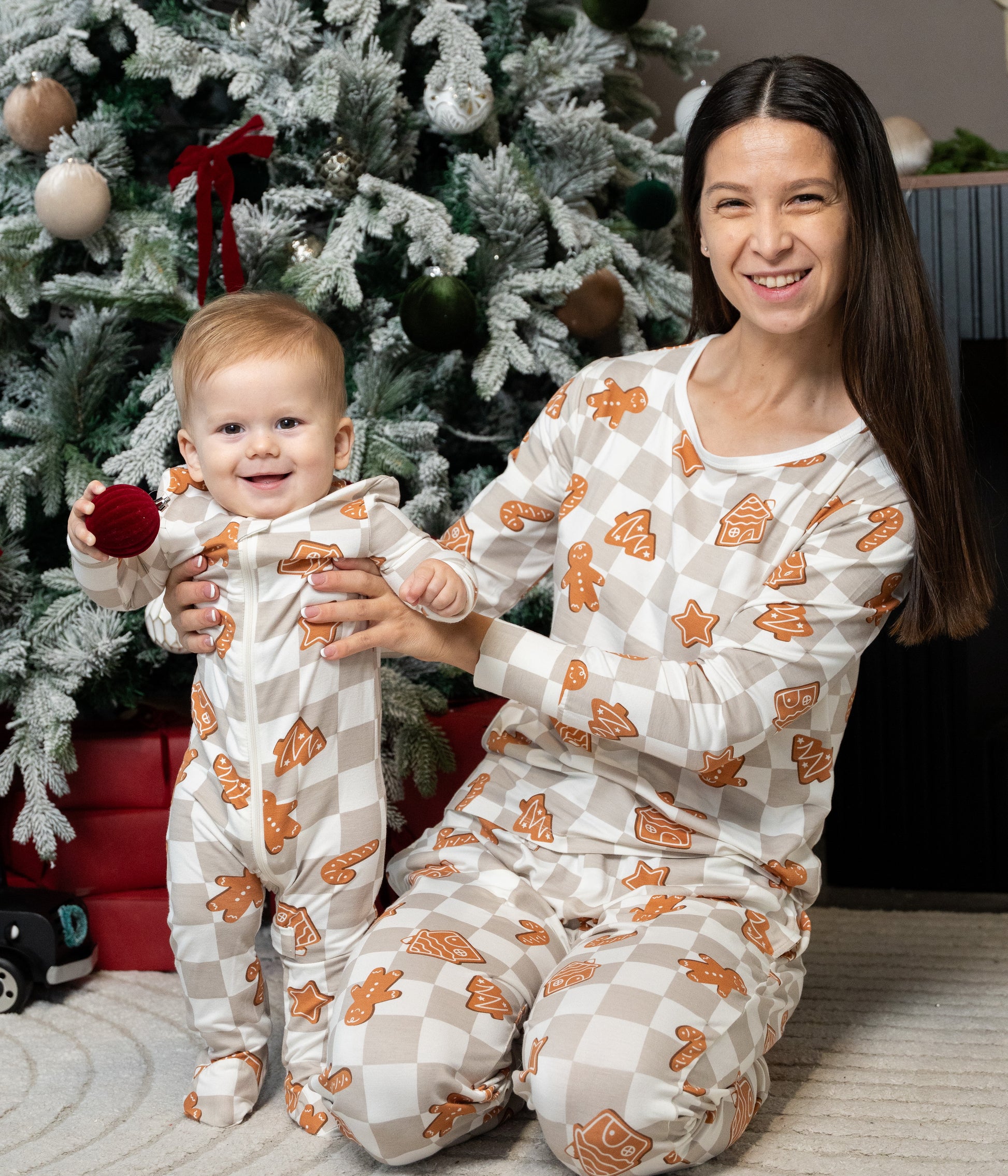 women's pajama set gingerbread party print