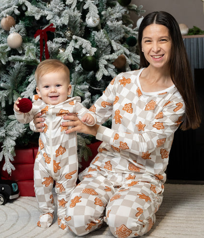 women's pajama set gingerbread party print