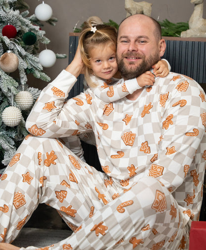 pajama set gingerbread party print