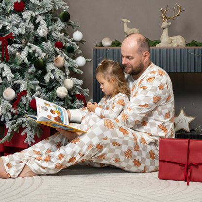men's pajama set gingerbread party print