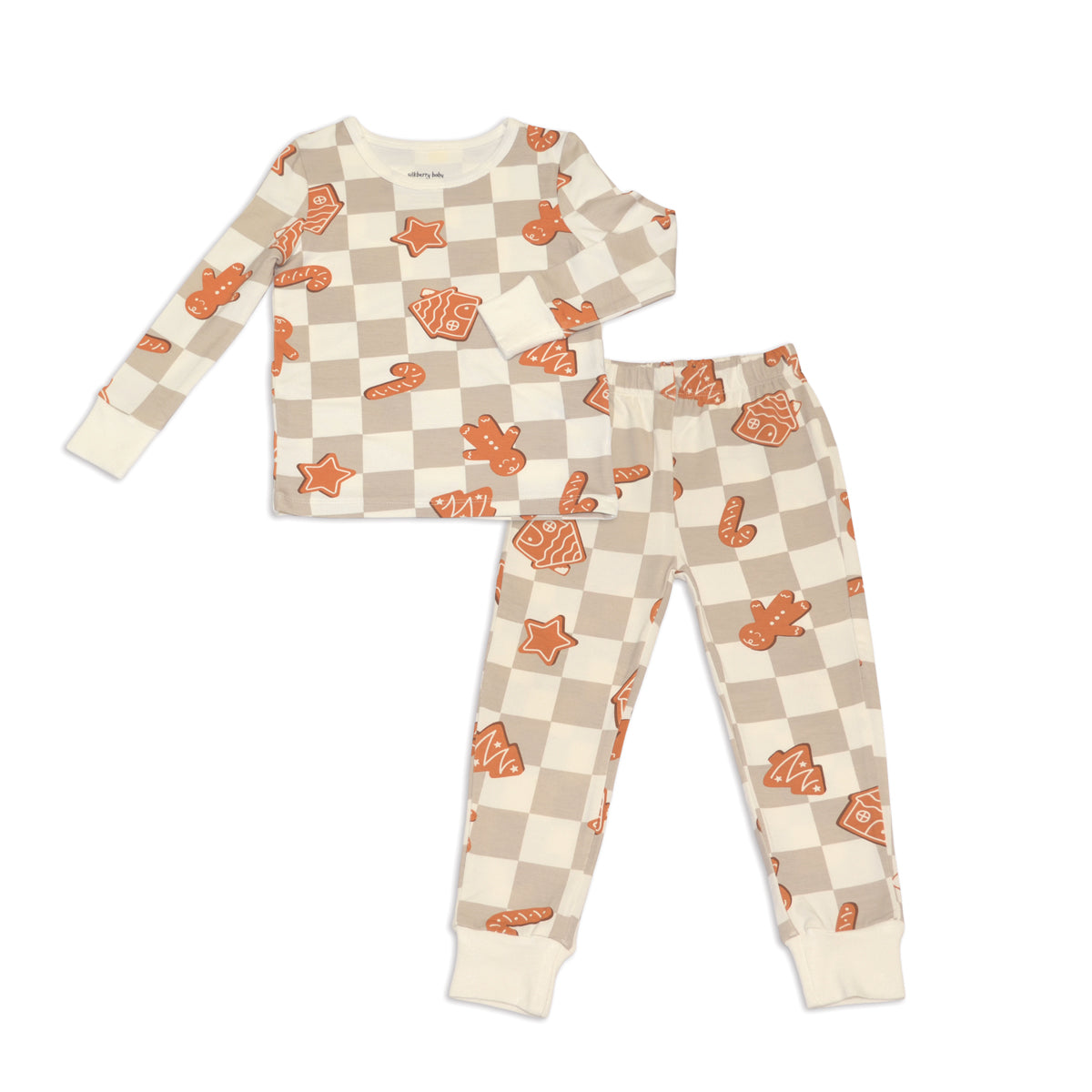 pajama set gingerbread party print