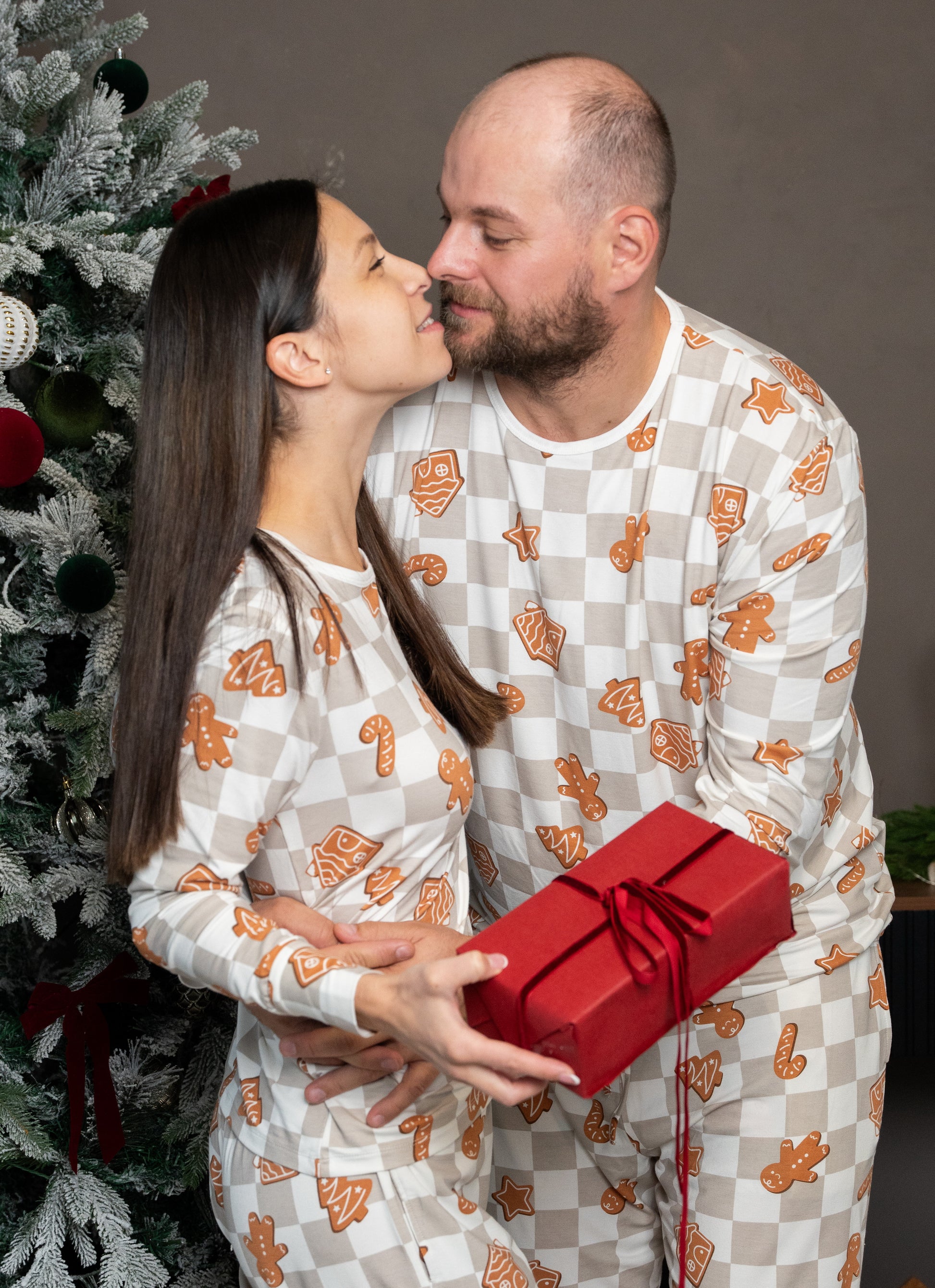 men's pajama set gingerbread party print