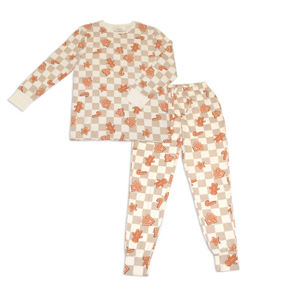 women's pajama set gingerbread party print