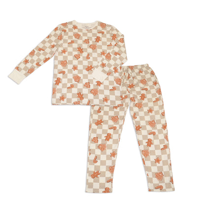 men's pajama set gingerbread party print