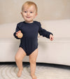 Bamboo Wool Long Sleeve Onesie (Blue Night)