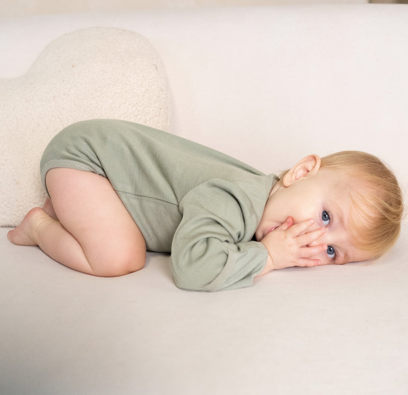 Bamboo Wool Long Sleeve Onesie (Lily Pad)