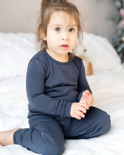 Bamboo Wool Long Sleeve Pajama Set (Blue Night)