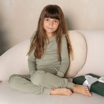 Bamboo Wool Long Sleeve Pajama Set (Lily Pad)