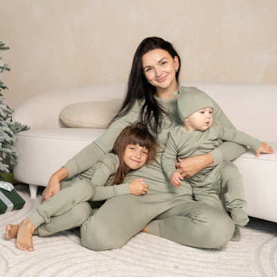 Bamboo Wool Long Sleeve Pajama Set (Lily Pad)