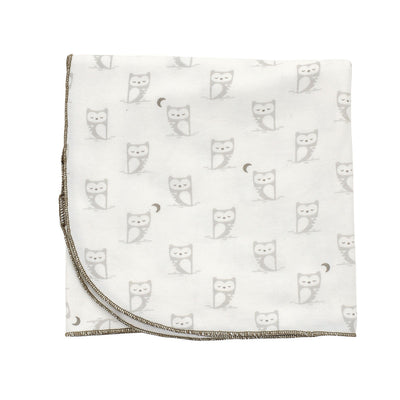 Organic Cotton Swaddler Blanket (Snowy owl/silver cloud print)