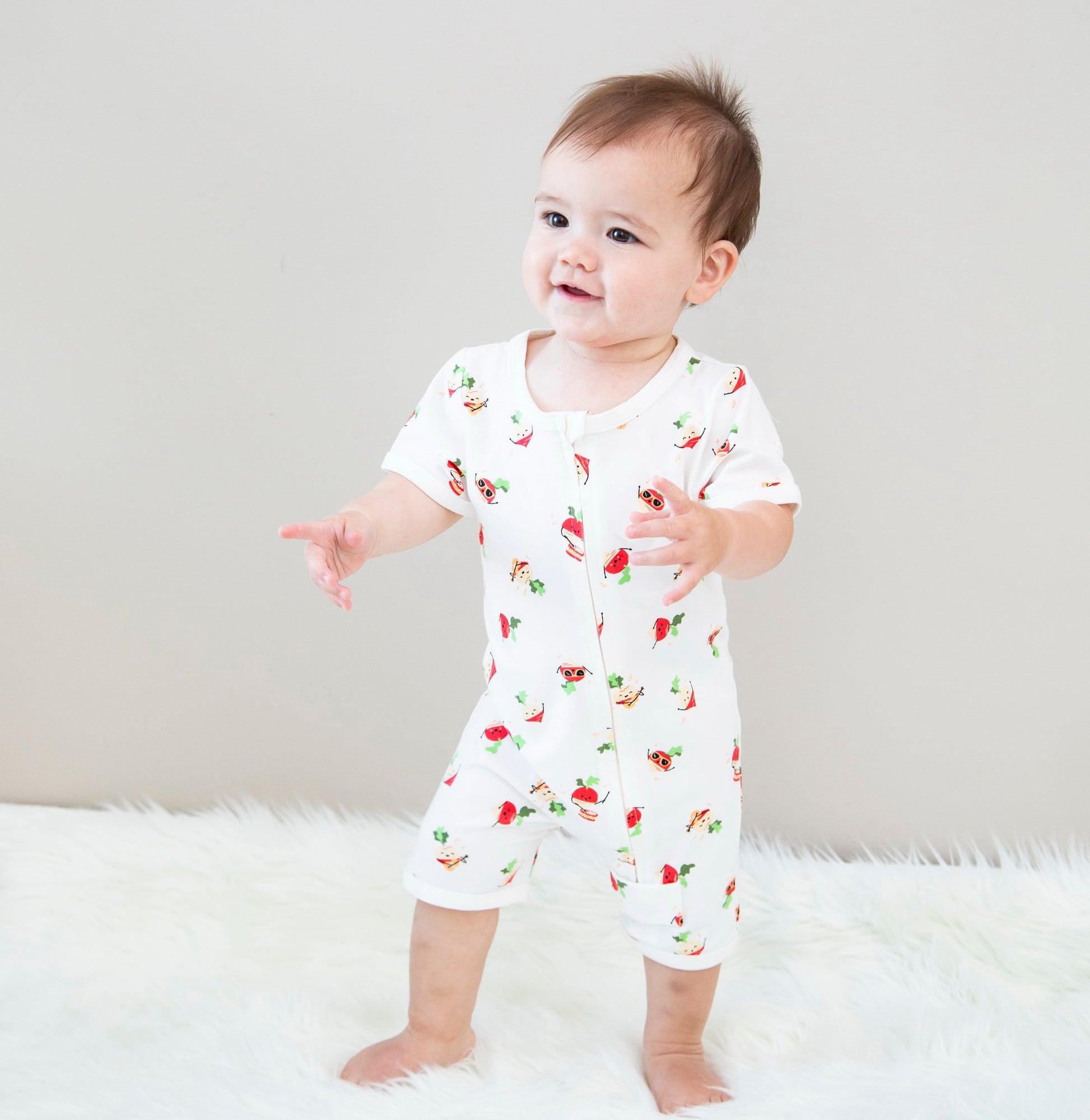 CN8112 organic cotton zippy romper rad radish