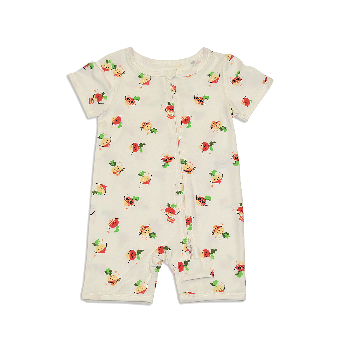 organic cotton zippy romper rad radish print