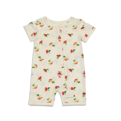 organic cotton zippy romper rad radish print
