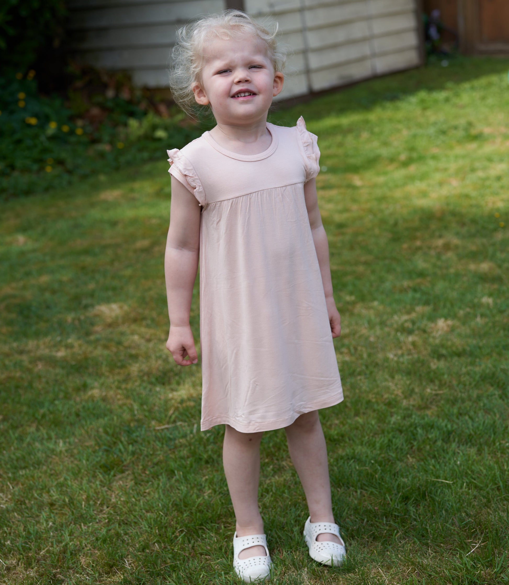 bamboo double sleeve ruffle dress blossom