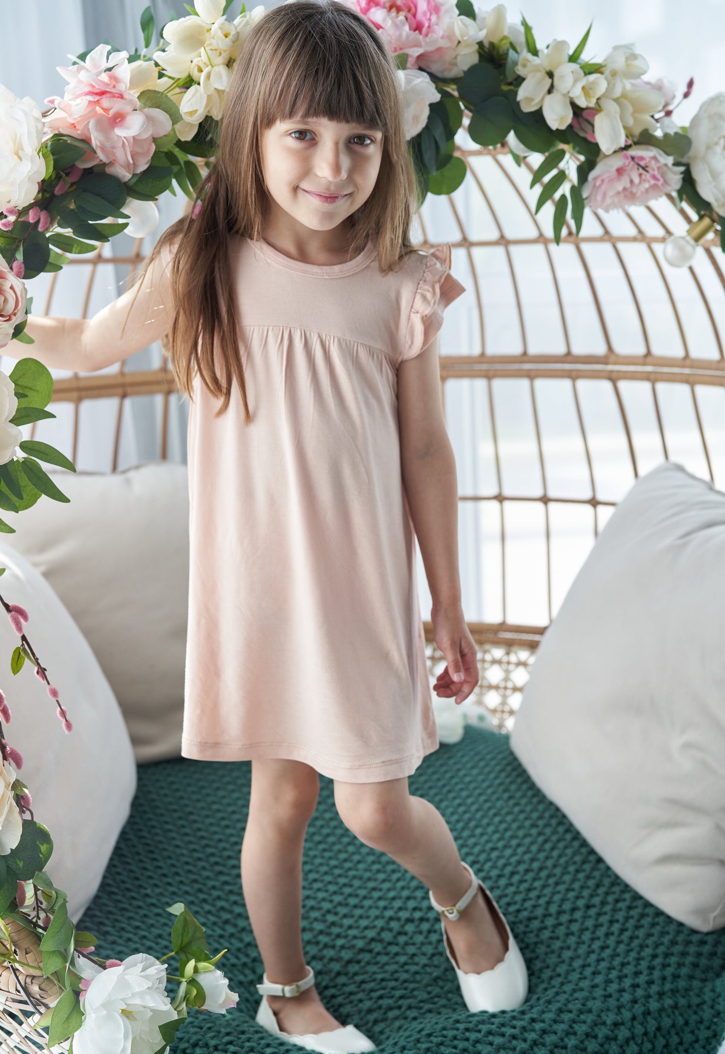 bamboo double sleeve ruffle dress blossom